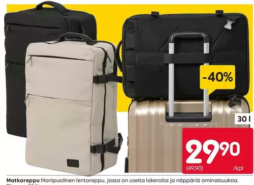 Matkareppu Monipuolinen lentoreppu