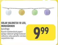 SOLAR VALOKETJU 10 LED, MONIVÄRINEN