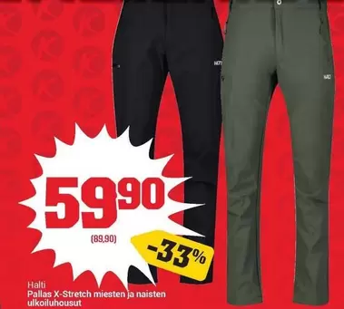 Pallas X-Stretch miesten ja naisten ulkoiluhousut