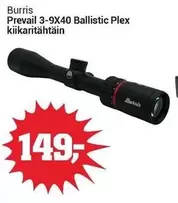 Prevail 3-9X40 Ballistic Plex kiikaritähtäin