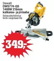 Dewalt - DWS774-QS 1400W 216mm katkaisu- ja jiirisaha sahauskohdistus terän varjolaserilla