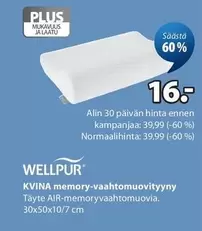 KVINA memory-vaahtomuovityyny Täyte AIR-memoryvaahtomuovia