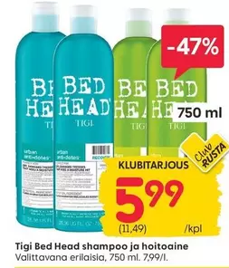 Bed Head shampoo ja hoitoaine
