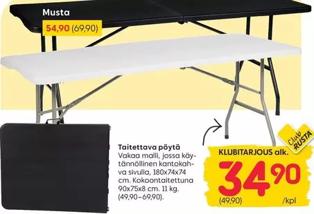Taitettava pöytä