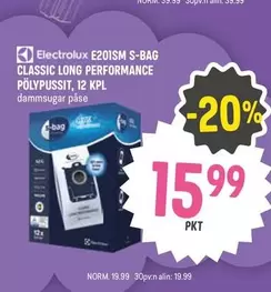 E201SM S-BAG CLASSIC LONG PERFORMANCE PÖLYPUSSI T, 12 KPL dammsugar påse