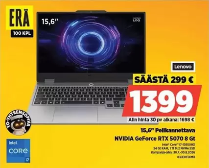 Intel - 15,6" Pelikannettava NVIDIA GeForce RTX 5070 8 Gb