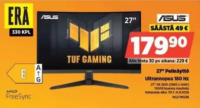 Asus - 27" Pelinäyttö Ultranopea 180 Hz