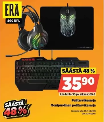 Pelitarvikesarja Monipuolinen pelitarvikesarja