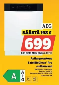 Astianpesukone SatelliteClean
Pro -sulkuunvarsi