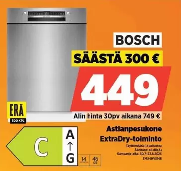 Astianpesukone ExtraDry-toiminto