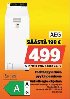 Päältä täytettävä pyykinpesukone