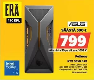 Asus - Pelitietokone RTX 3050 6Gt