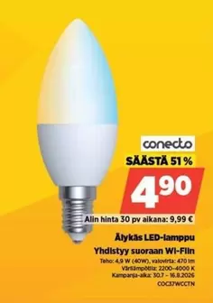 Älykäs LED-lamppu Yhdistyy suoraan Wi-Fiin COC37WECTN