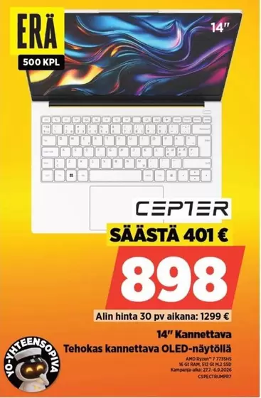 Amd - 14" Kannettava Tehokas kannettava OLED-näytöllä