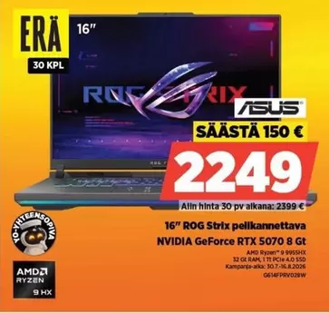 Asus - 16" ROG Strix pelikannettava NVIDIA GeForce RTX 5070 8Gt