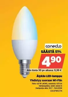 Älykäs LED-lamppu Yhdistyy suoraan WI-Fiin