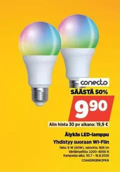 Älykkäs LED-lamppu Yhdistyy suoraan Wi-Fiin
