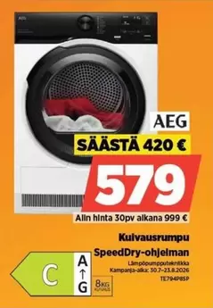 Kuivausrumpu SpeedDry-ohjelman