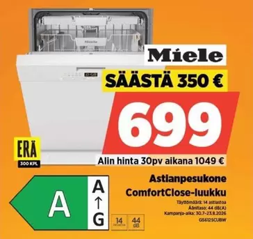 Miele - Astianpesukone ComfortClose-luukku