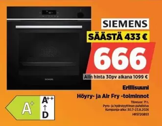 Siemens - Höly- Ja Air Fry -toiminnnot