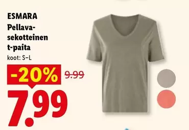 Pellava-sekoitteinen t-paita