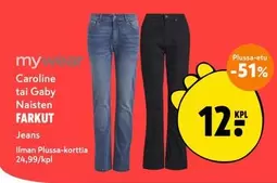 Caroline tai Gaby Naisten FARKUT Jeans