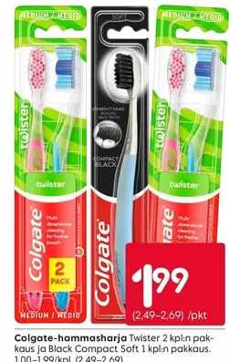 Hammasharja Twister 2 kpl. / Black Compact Soft 1 kpl.