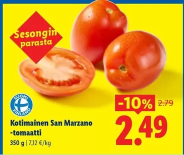 Kotimainen San Marzano -tomaatti