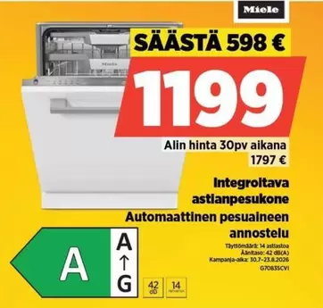 Miele - Integroiltava astianpesukone