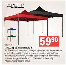 TABELL Pop-Up teltkatos 3x3m 10155538-41