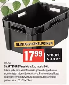 SMARTSTORE Varastolaatikko musta 50 L