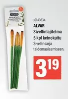 ALVAR Sivellinlahitelma 5 kpl keinokuitu Sivellinsarja taidemaalaamiseen