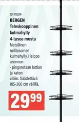 Teleskooppinen kulmahyly 4-tasoa musta