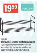 Kenkteline musta 92x35x39 cm