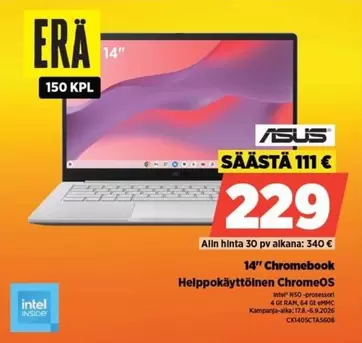 Asus - 14" Chromebook Helpokäyttöinen Chromebook