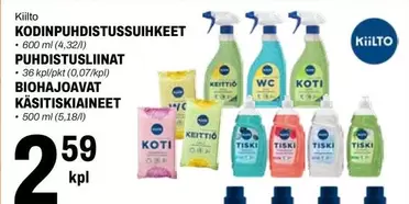 KODINPUHDISTUSSUIHKEET, PUHDISTUSLIINAT, BIOHAJOAVAT KÄSITIKIAINEET