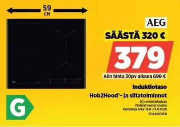 Induktiotaso Hob2Hood®- ja silttatolminnot