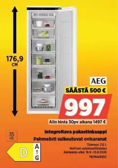 Integroltava pakastinkaappi