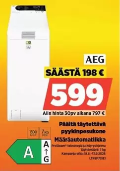Päältä täytettävä pyykinpesukone