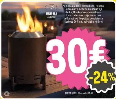 Tulipesä eldstad
