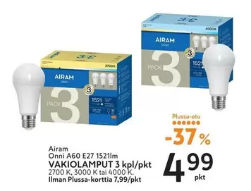 Onni A60 E27 1521lm VAKIOLAMPUT
