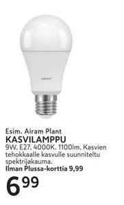 KASVILAMPPU 9W, E27, 4000K, 1100lm
