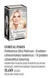 Preference Ultra Platinum -9 asteen ultravioimakas vaalennus / 9 graders ultrakraftfull blekning