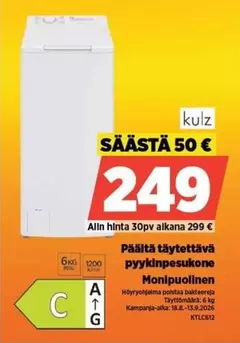 Päältä täytettävä pyykinpesukone Monipuolinen