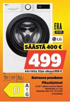 Kulvaava pesukone Pikaohjelmat