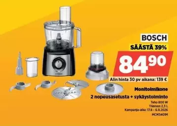Monitoimikone 2 nopeusasetusta + sykäystoiminto