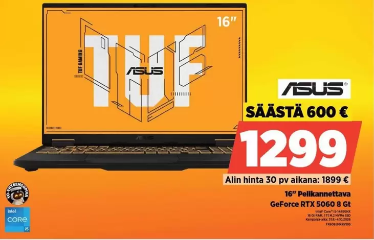 Asus - 16" Pelikannettava GeForce RTX 3060 & Gt