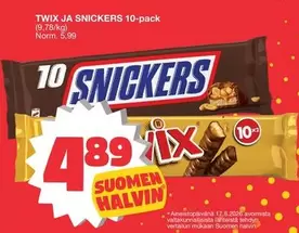 Snickers - TWIX JA SNICKERS 10-pack