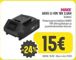 AKKU LI-ION 18V 2,0AH batteri