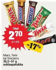 Snickers - Mars, Twix tai